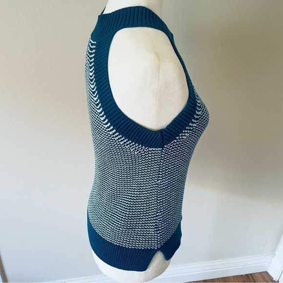 💙 LOFT Teal & White Halter Sweater Tank – Sleeveless, Size XS - Picture 11 of 11